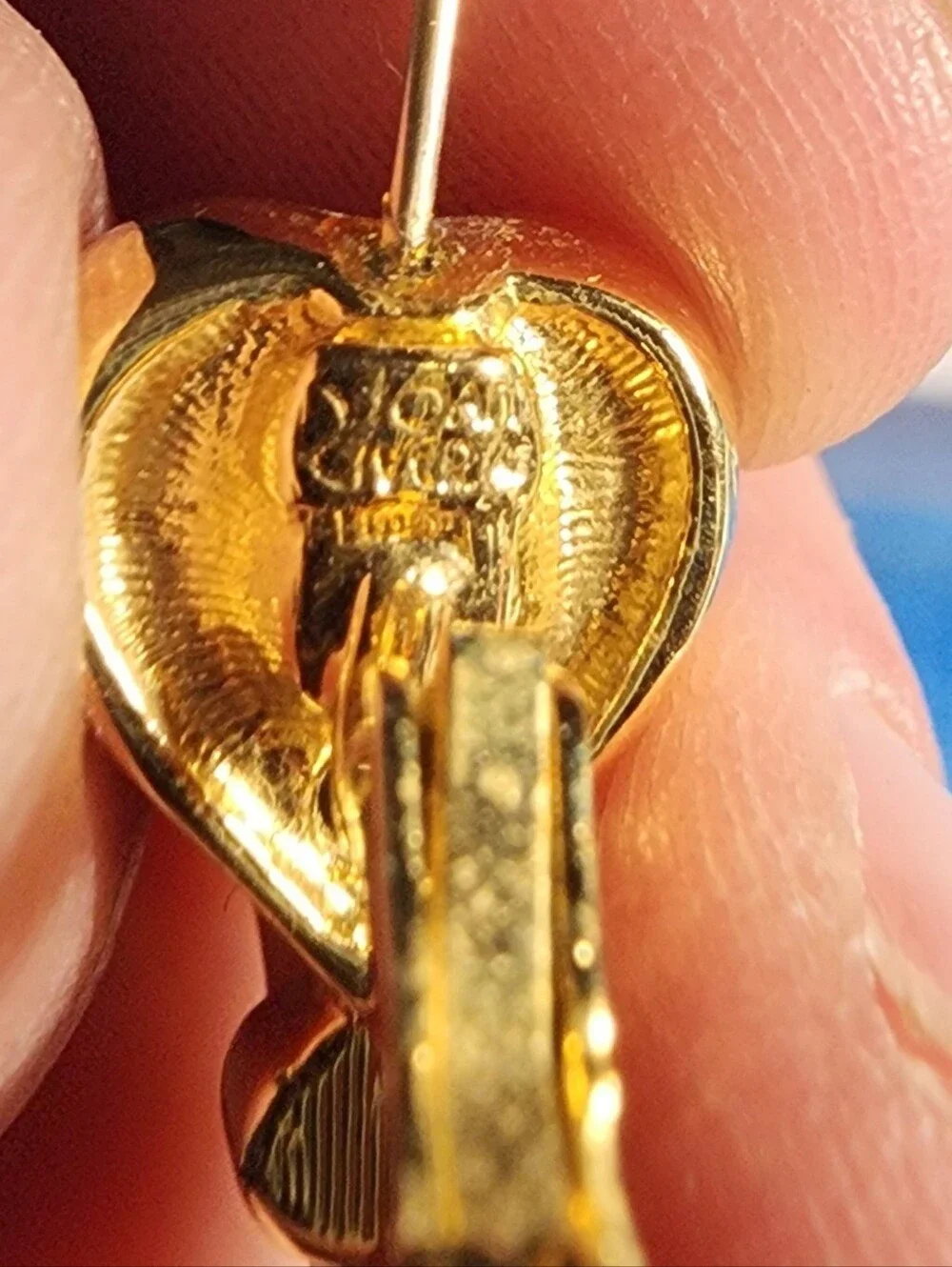 Joan Rivers Gold-Tone Navy Heart Drop Earrings with Crystal Accent